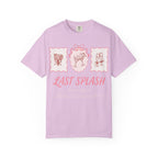 Light pink t-shirt with "Last Splash" text and cocktail graphics.