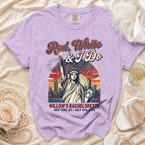 Patriotic Bride 'Red, White & I Do' T-Shirt in Orchid