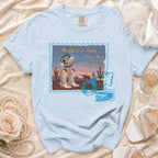 Light blue Comfort Colors t-shirt with "Reckless in Texas" graphic.