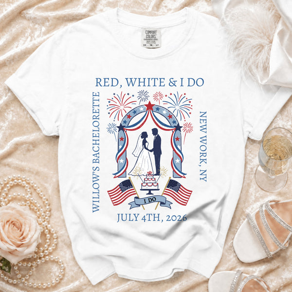 Red, White & I Do Bachelorette T-Shirt in White