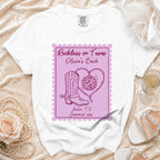White t-shirt with "Reckless in Texas Olivia's Bach Austin, TX Summer 2026" text.