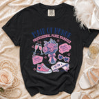 Black t-shirt with "Maid of Honor Professional Panic Manager" text and graphic icons for a wedding.
