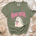 Green t-shirt with "forever BOO-TIFUL" text and a bride ghost graphic.