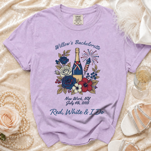 Red, White & I Do Bachelorette T-shirt in Orchid