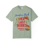 "Jennifer's Bach" "Her Last Rodeo" text with cowboy hat and boots.