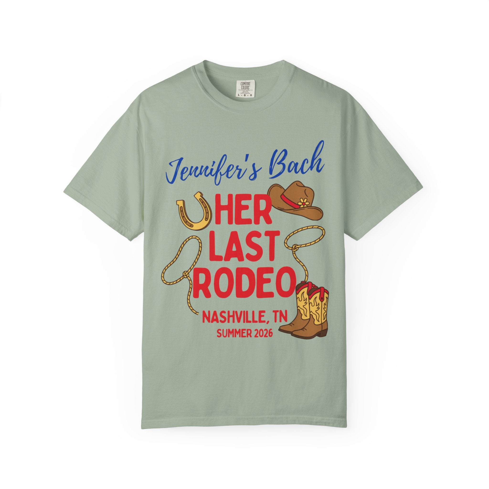 "Jennifer's Bach" "Her Last Rodeo" text with cowboy hat and boots.