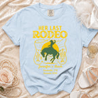 Light blue t-shirt with "HER LAST RODEO" graphic and event details.