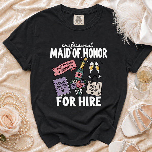 Maid of Honor T-Shirt in Black