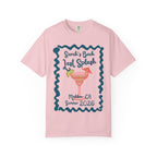 Pink t-shirt with "Sarah's Bach Last Splash Malibu, CA Summer 2026" and cocktail graphic.