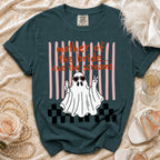 Ghost graphic t-shirt with "mother of the bride... cue the screams" text.