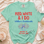 Mint green t-shirt for Willow's Bachelorette, "Red, White & I Do," July 4th, 2026.