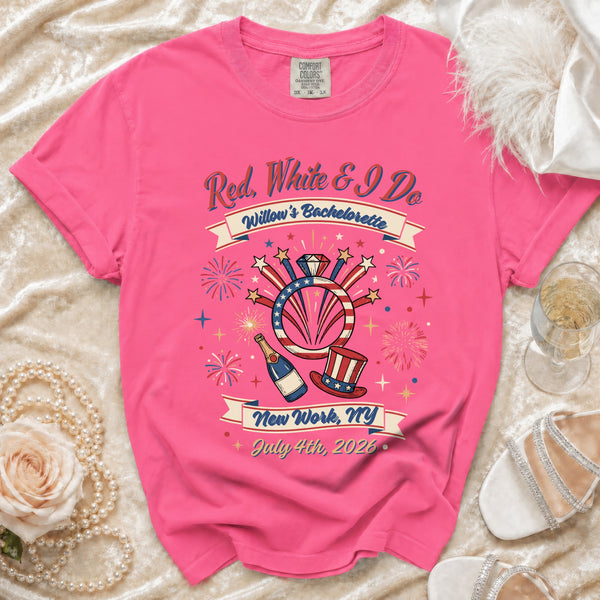 Red, White & I Do Bachelorette T-Shirt in Crunchberry