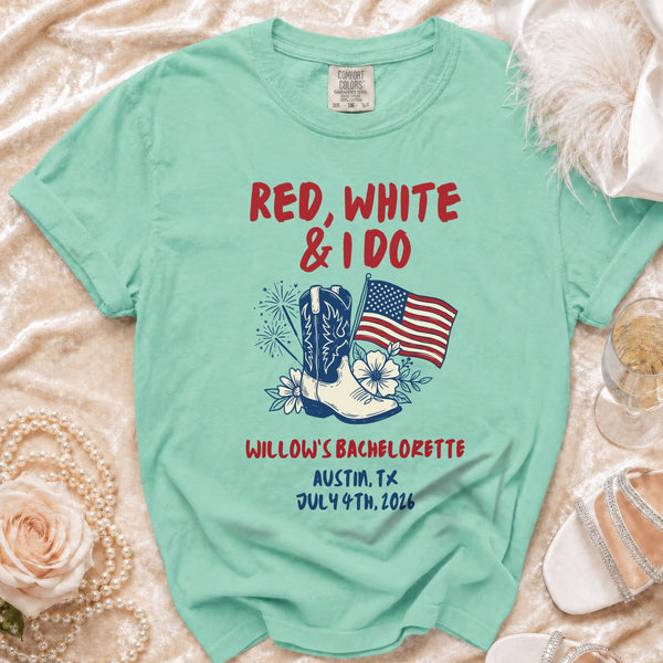 Red, White & I Do Bachelorette T-Shirt in Island Reef