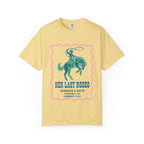 Yellow t-shirt with "Her Last Rodeo" graphic for Jennifer's Bach Nashville 2026.