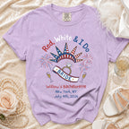 Lavender t-shirt for Willow's Bachelorette, "Red, White & I Do" theme.