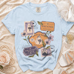 Light blue t-shirt with "Bride of Boos" Halloween wedding graphic.
