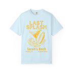 Light blue t-shirt with "Sarah's Bach" and cocktail graphics.