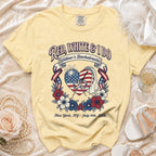 Red, White & I Do Willow's Bachelorette shirt with fireworks and hearts.