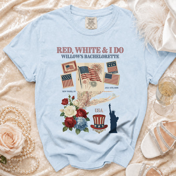 Red, White & I Do Celebration T-shirt in Chambray