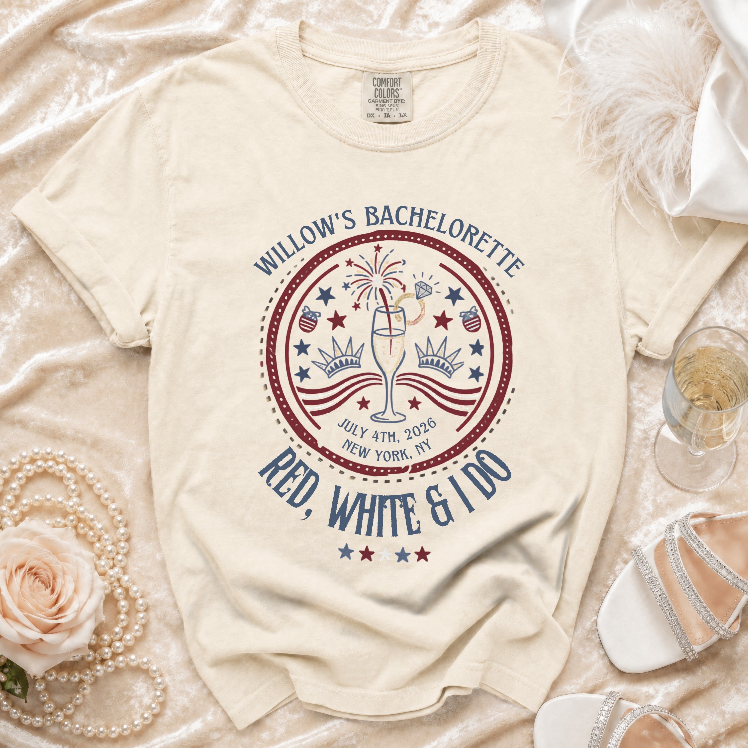 Willow's Bachelorette July 4th, 2026 Red, White & I Do tee.