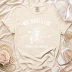 Comfort Colors t-shirt with "Red, White & I Do Willow's Bachelorette" text and Statue of Liberty graphic.
