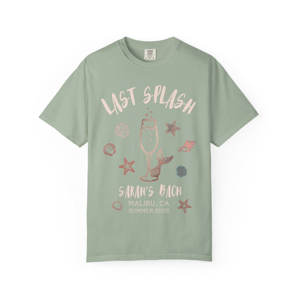 Last Splash Sarah's Bach shirt with champagne and seashells design.