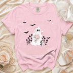 Pink t-shirt with ghost graphic, "Maid of Honor" and "Professional Hype Girl" text.