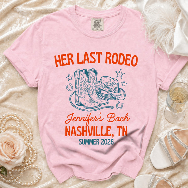 Her Last Rodeo Nashville Bachelorette T-Shirt in Blossom