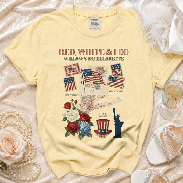 Red, White & I Do Celebration T-shirt in Butter