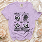 Lavender t-shirt with bridal rhyme graphic and text.