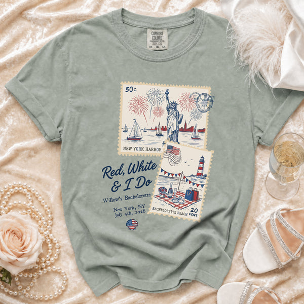 Red White & I Do Bachelorette July 4th T-Shirt in Bay