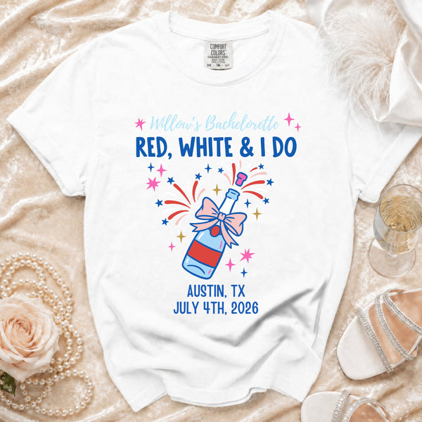 Willow's Bachelorette: Red, White & I Do T-Shirt in White
