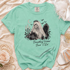 Mint t-shirt with skeleton bride graphic and "Something Wicked Said I Do" text.