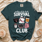 Mother of the Bride Survival Club t-shirt with fun wedding-themed graphics.