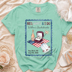 Red, White & I Do Willow's Bachelorette t-shirt with ring and flag.