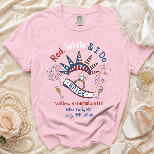 Red, & I Do Bachelorette T-Shirt in Blossom