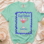 Mint green t-shirt with "Last Splash Sarah's Bach Malibu, Ca Summer 2026" text.