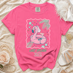 Pink t-shirt with "Last Splash Sarah's Bach Malibu Summer 2026" design.