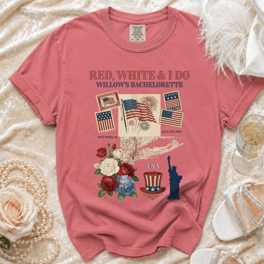 Red, White & I Do Willow's Bachelorette July 4th, 2026 t-shirt.