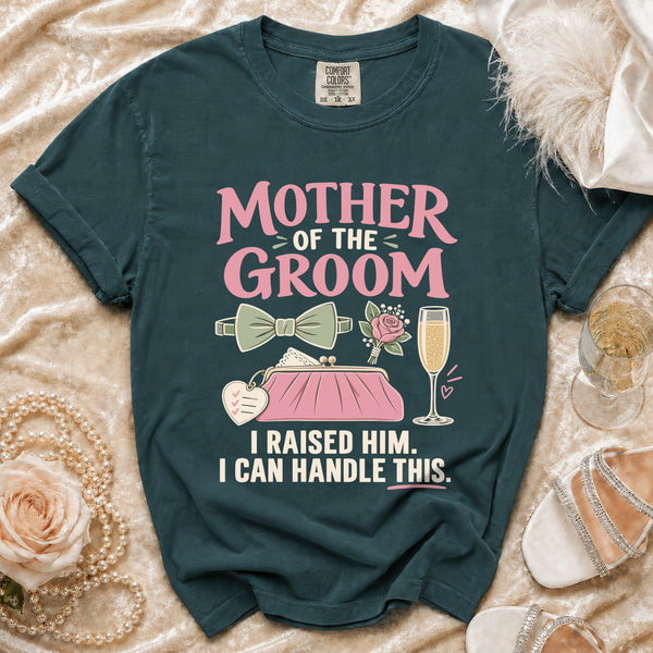 Groom Mother T-Shirt in Blue Spruce