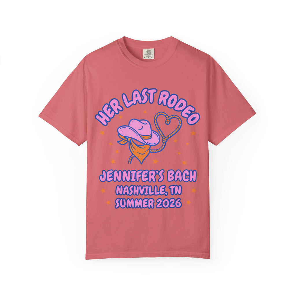 "Her Last Rodeo" graphic tee for Jennifer's Bach, Nashville, TN, Summer 2026.