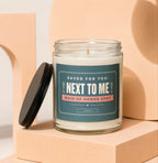 Candle with label "Saved for you: Next to Me Maid of Honor Spot Vowed".