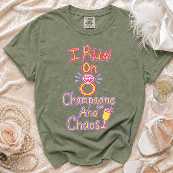 Champagne Chaos T-shirt in Moss