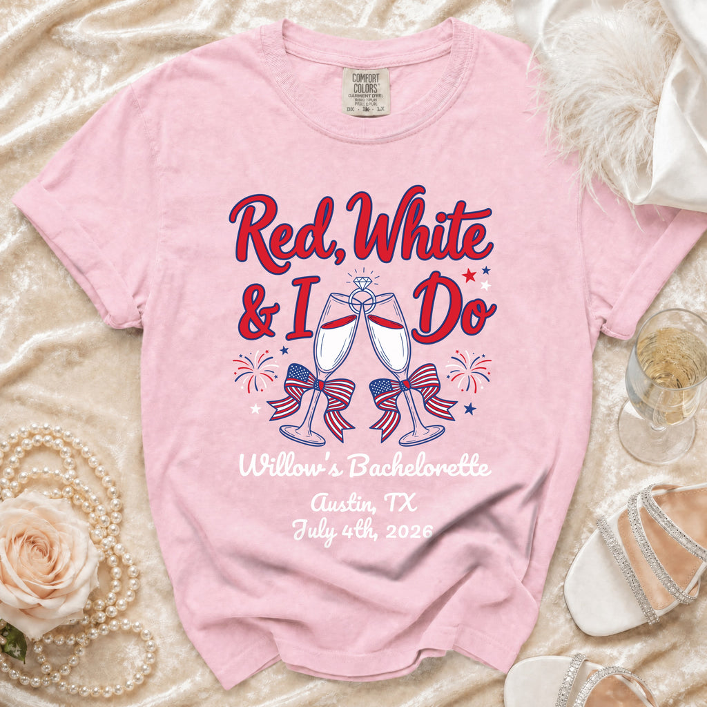 Pink t-shirt for Willow's Bachelorette party in Austin, TX.