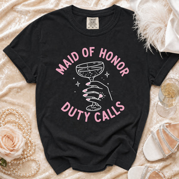 Maid of Honor T-Shirt in Black