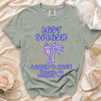 T-shirt with "Last Splash" and palm tree graphic.