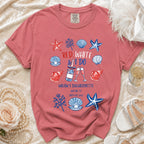 Red, white, and I Do bachelorette t-shirt with nautical accents.