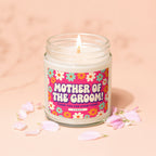 Candle with "Mother of the Groom! Thank You for Everything" on the label.