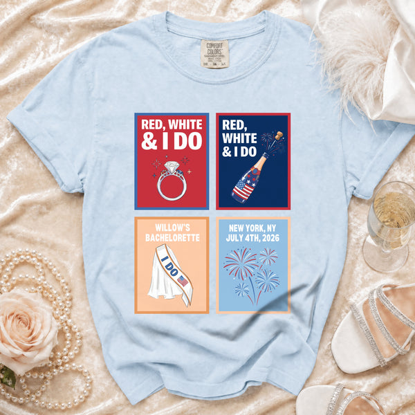 Red, White & I Do Celebration T-shirt in Chambray