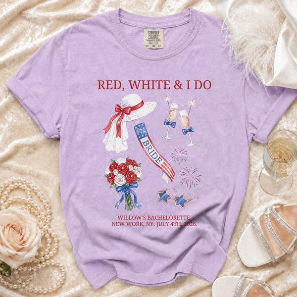 Red, White & I Do Bachelorette T-Shirt in Orchid